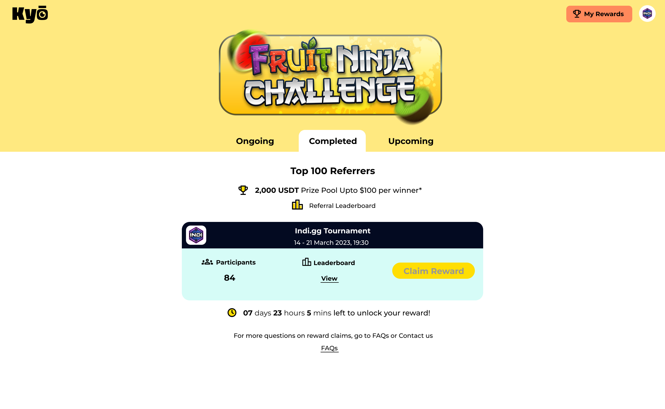 Completed state - Claim Reward with 7-day unlock countdown